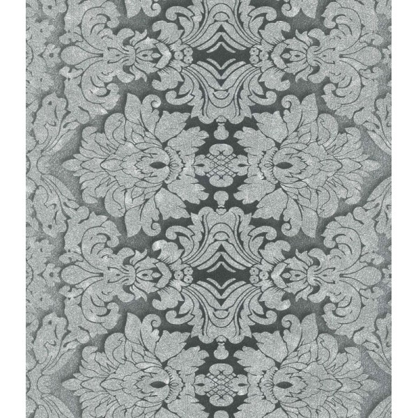 Papier Peint PRIMADECO - Fleur Argente / Noir 400