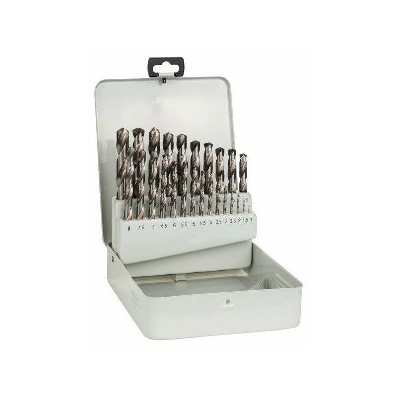 BOSCH Cassette métallique de 25 Forets à métaux HSS-G, DIN 338, 135°, - 1-13 mm, 135° - 2607018727