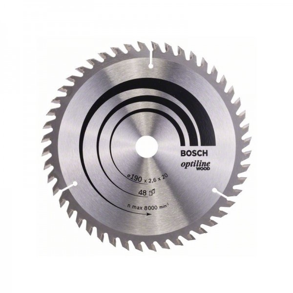 BOSCH Lame de scie circulaire Optiline Wood - 190 x 20/16 x 2,6 mm, 48 dents -2608640614