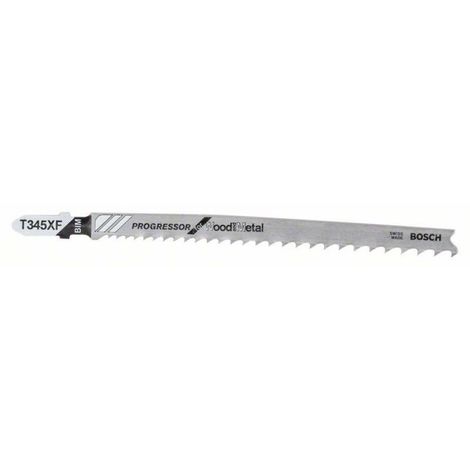 BOSCH Lame de scie sauteuse T 345 XF - Progressor for Wood and Metal - Carte de 5pcs -2608634994