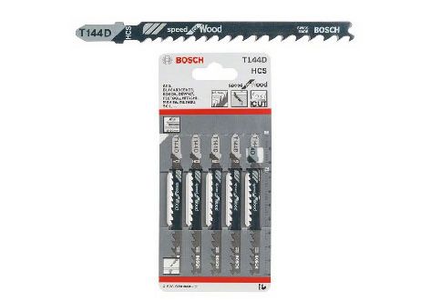 BOSCH  Lames de scie sauteuse T 144 D - Speed for Wood - Carte de 5pcs  -2608630040