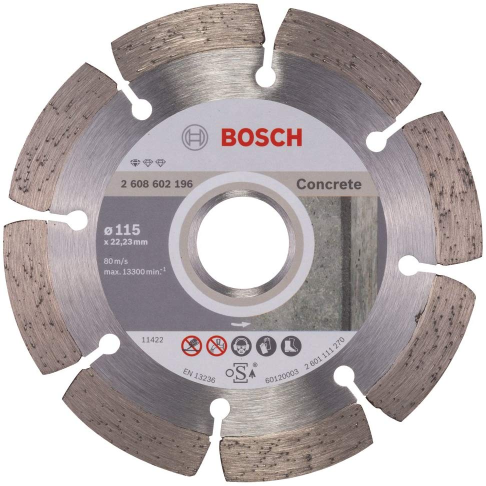 BOSCH Disque à tronçonner diamanté Standard for Concrete - 115 x 22,23 x 1,6 x 10 mm - 2608602196