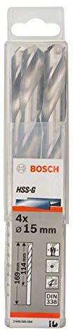 BOSCH Forets à métaux rectifiés HSS-G, DIN 338 - 15 x 114 x 169 mm - 2608585594