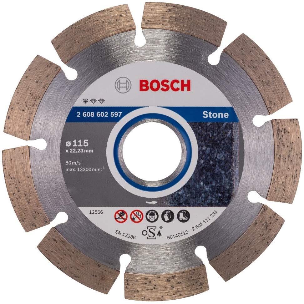 BOSCH Disque à tronçonner diamanté Standard for Stone - 115 x 22,23 x 1,6 x 10 mm - 2608602597