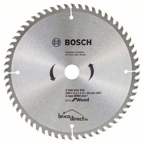 BOSCH Lame de scie circulaire 184x2.2/1.4x20 60T Eco for Wood -2608644400