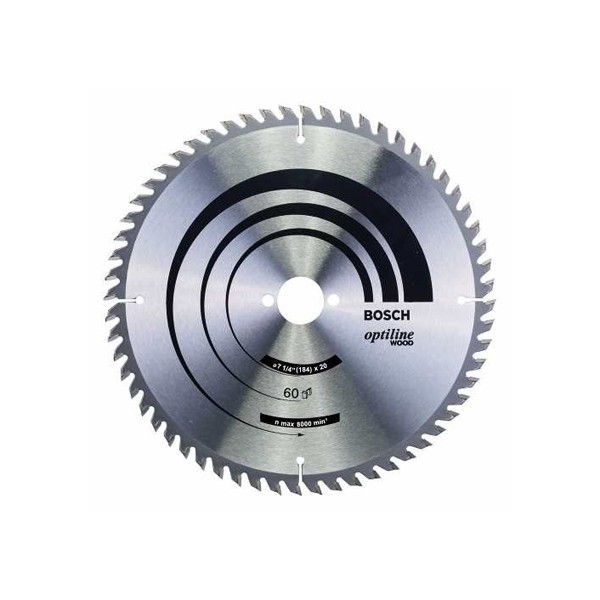 BOSCH Lame de scie circulaire Optiline Wood - 184x20x2.5mm, 60 dents -2608640854