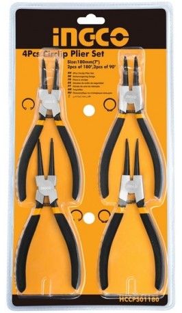 INGCO SET DE 4 PINCES CIRCLIP EN ACIER DE CARBONE - HCCPS01180