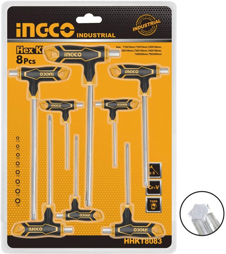 INGCO 8 PCS T-HANDLE TORX WRENCH SET - HHKT8083