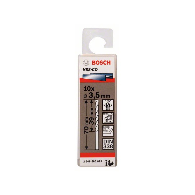 BOSCH Forets à métaux rectifiés HSS-Co, DIN 338 - 3,5 x 39 x 70 mm - 2608585879