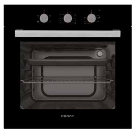 PROFF Four électrique encastrable noir 60cm en inox 3 Programmes Eco clean - 6204 NERIB