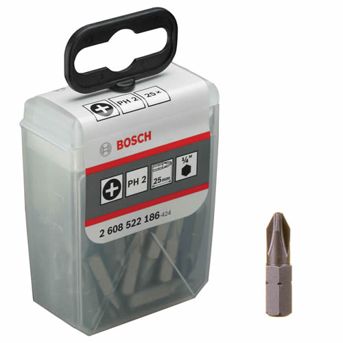 BOSCH Embout de vissage qualité extra-dure - PH 2, 25 mm - 25pcs -2608522186