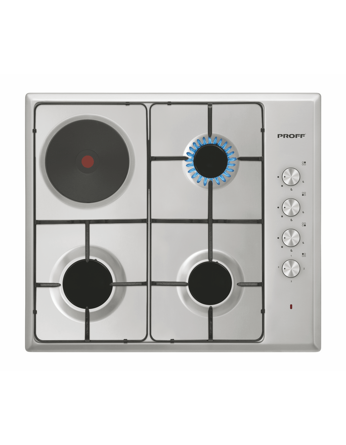 PROFF Plaque de cuisson gaz + électrique encastrable 60cm en inox - P602