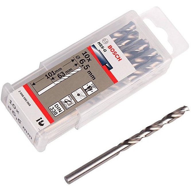 BOSCH Forets à métaux rectifiés HSS-G, DIN 338 - 6,5 x 63 x 101 mm - 2608595068
