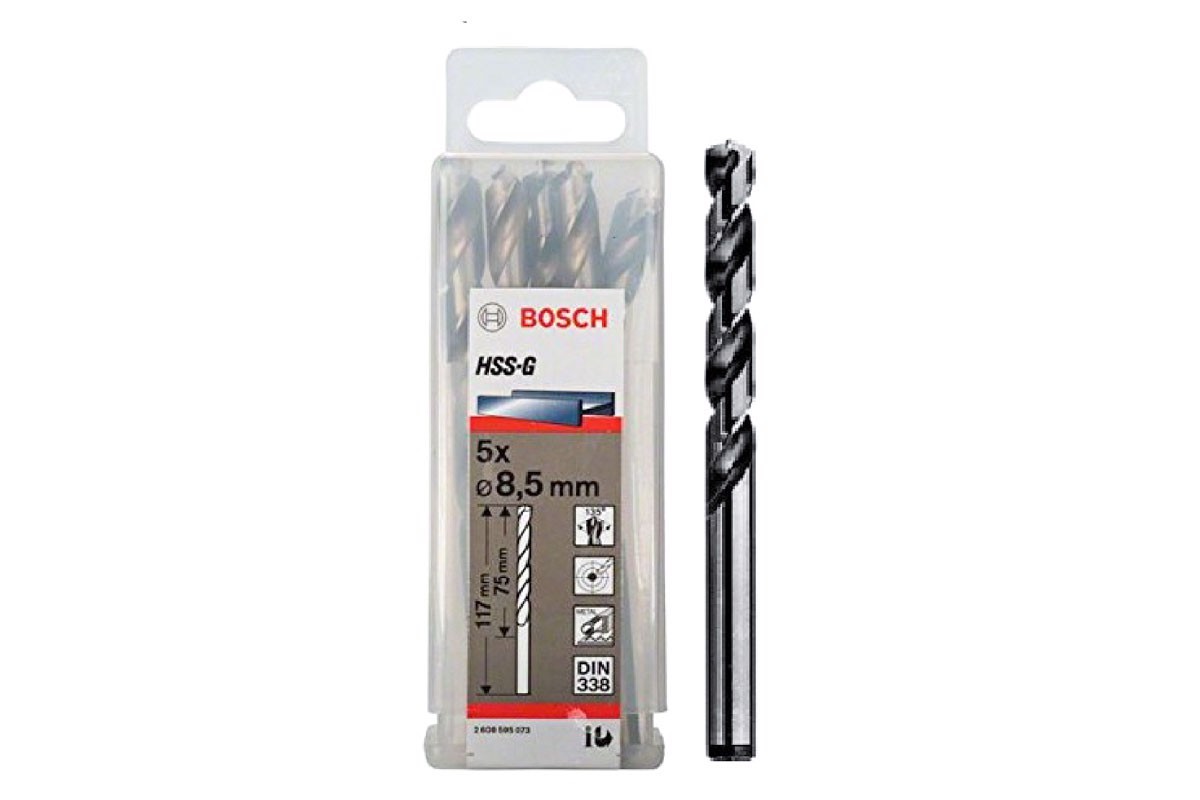 BOSCH Forets à métaux rectifiés HSS-G, DIN 338 - 8,5 x 75 x 117 mm - 2608595073