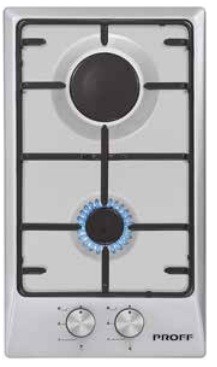 PROFF Plaque de cuisson gaz à 2 feux encastrable en inox - H3200 VGRM