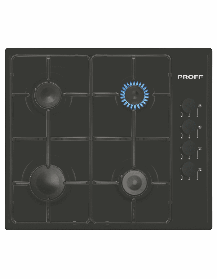PROFF Plaque de cuisson gaz encastrable noir 60cm en inox P623