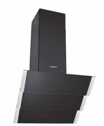 PROFF Hotte cuisine cheminée 90cm en verre trempé noir décoratif - LD-57X-90