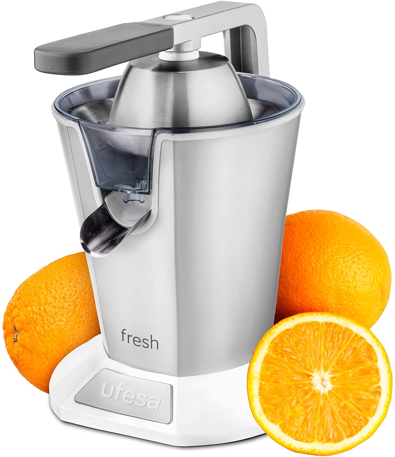 UFESA PRESSE ORANGE INOX système Anti-Goutte, Double Cône, Filtre en Acier Inoxydable 600 W - EX 4960