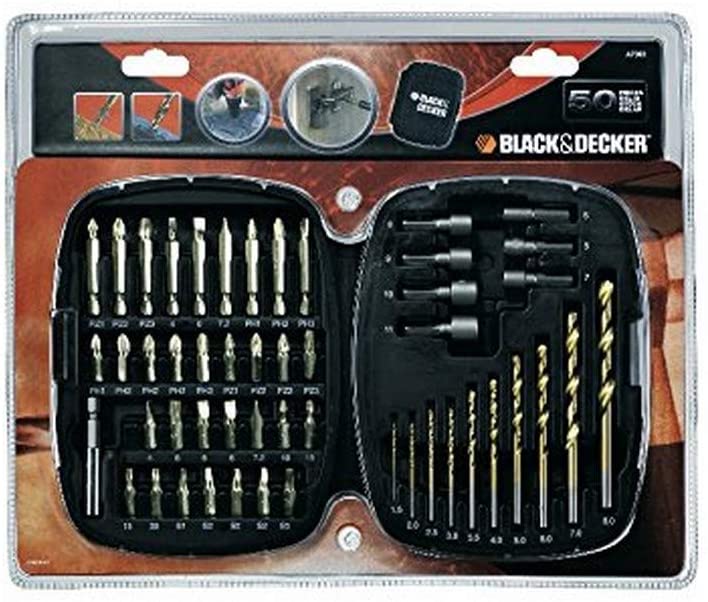 BLACK+DECKER Set de 50 pièces incluant Forets et embouts - A7093-XJ