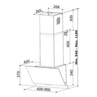 PROFF HOTTE VERRE TREMPÉ NOIR DÉCORATIF 60CM LD47