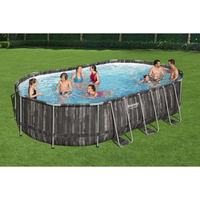 BESTWAY Piscine hors sol ovale Power Steel™ décor bois 610 x 366 x 122 cm - 5611R