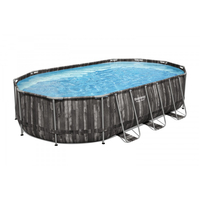 BESTWAY Piscine hors sol ovale Power Steel™ décor bois 610 x 366 x 122 cm - 5611R