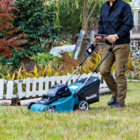 MAKITA Tondeuse à gazon sans fil + 2 batteries  18 V 5 Ah + chargeur DC18RD 2 voies - DLM382CM2