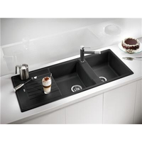 BLANCO Evier de cuisine ZIA 8 S Anthracite noir réversible avec 2 bacs et 1 égouttoir - 515605