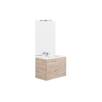 ROCA Pack ADELE meuble de salle de bain suspendu 80 cm Gris Beige avec 2 tiroirs, lavabo, miroir et applique  - A851260422