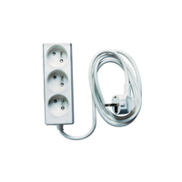 INGELEC Rallonge électrique multiprise 3 x 2P + T sans interrupteur Blanc - 1536