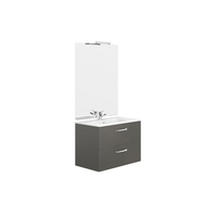 ROCA Pack ADELE meuble de salle de bain suspendu 80 cm Gris Anthracite avec 2 tiroirs, lavabo, miroir et applique  - A851260153