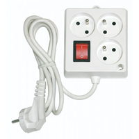 INGELEC Rallonge électrique Multiprise 3 x 2P + T carré blanc - 1545