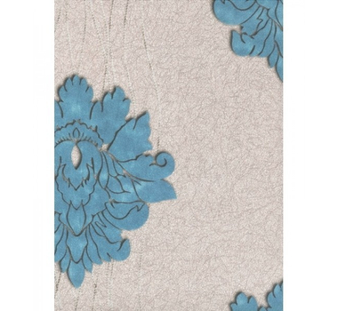 Papier Peint Primadeco - Fleur Turquoise Sur Fond 4058-40