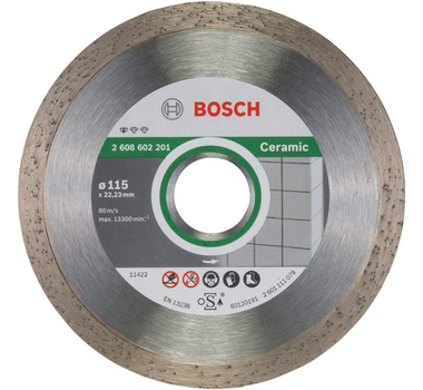 BOSCH  Disque à tronçonner diamanté Standard for Ceramic - 115 x 22,23 x 1,6 x 7 mm - 2608602201