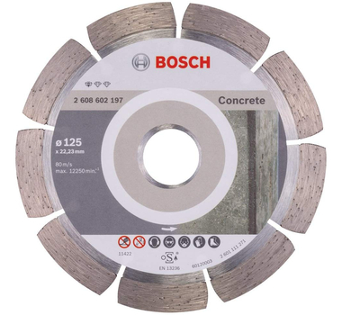 BOSCH  Disque à tronçonner diamanté Standard for Concrete - 125 x 22,23 x 1,6 x 10 mm - 2608602197