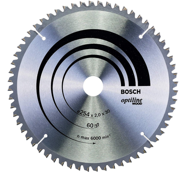 BOSCH Lame de scie circulaire Optiline Wood 12 - 254x30x2,0mm, 60 dents  -2608640921