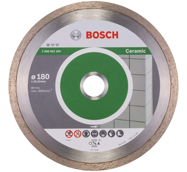 BOSCH  Disque à tronçonner diamanté Standard for Ceramic - 180 x 22,23 x 1,6 x 7 mm - 2608602204