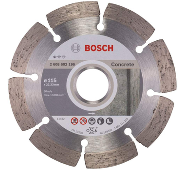 BOSCH  Disque à tronçonner diamanté Standard for Concrete - 115 x 22,23 x 1,6 x 10 mm - 2608602196