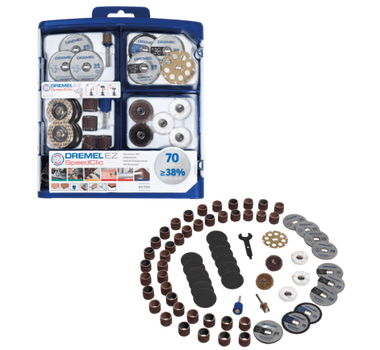 DREMEL COFFET D'ACCESSOIRES EZ SPEEDCLIC - 70 PIÈCES - 2615E725JA