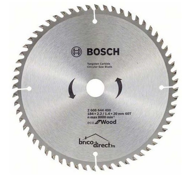 BOSCH Lame de scie circulaire 184x2.2/1.4x20 60T Eco for Wood  -2608644400