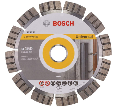 BOSCH  Disque à tronçonner diamanté - Best for Universal & Metal, 150 x 22,23 x 2,4 x 12 mm, 2608602663