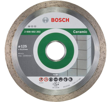 BOSCH  Disque à tronçonner diamanté Standard for Ceramic - 125 x 22,23 x 1,6 x 7 mm - 2608602202