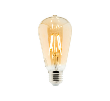 Ampoule Vintage filament LED ambrée ST64 4W E27 400lm 2500K