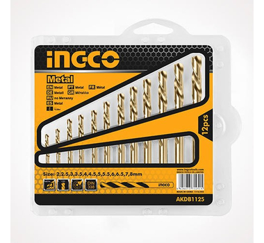 INGCO SET DE 12 FORETS HSS - AKDB1125