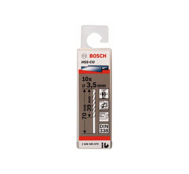 BOSCH  Forets à métaux rectifiés HSS-Co, DIN 338 - 3,5 x 39 x 70 mm - 2608585879