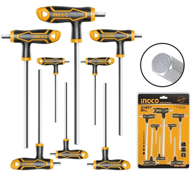 INGCO 8 PCS T-HANDLE HEX WRENCH SET - HHKT8081