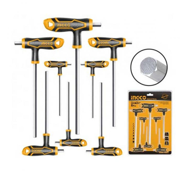 INGCO 8 PCS T-HANDLE BALL POINT HEX WRENCH SET - HHKT8082