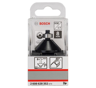 BOSCH  Fraise à chanfreiner en V - 8 mm, B 11 mm, L 15 mm, G 56 mm, 45° - 2608628352