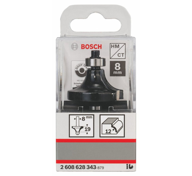 BOSCH  Fraises à arrondir - 8 mm, R1 12 mm, L 19 mm, G 60 mm - 2608628343