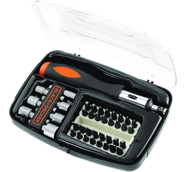 BLACK+DECKER KIT TOURNEVIS À CLIQUET + ACC 40 PCS - A7062-XJ